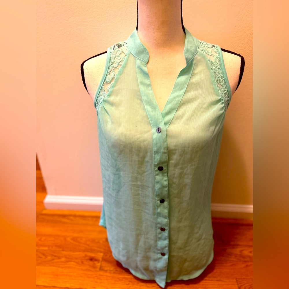 Sleeveless aqua top - Size Small